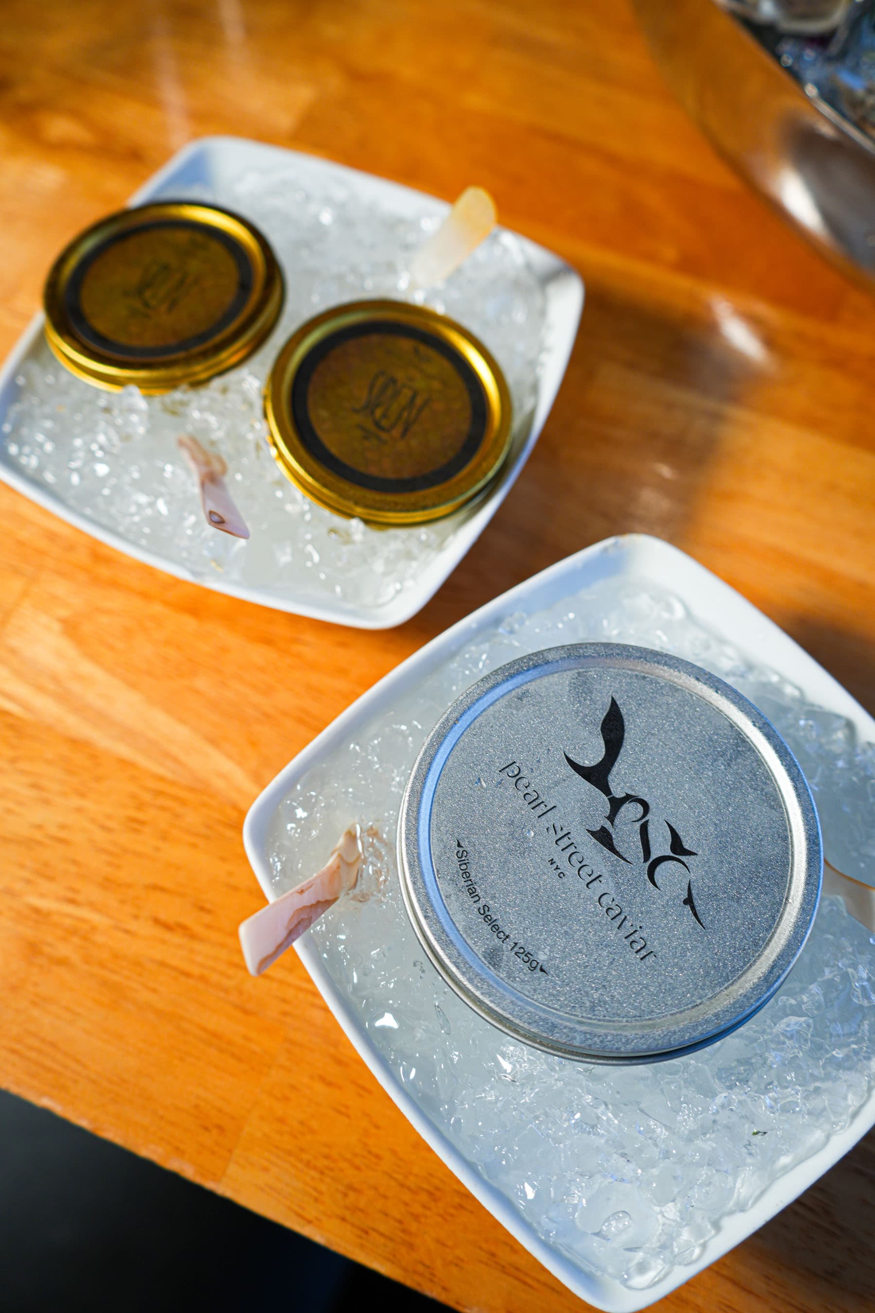 Caviar service prepared for a private celebration at Siren