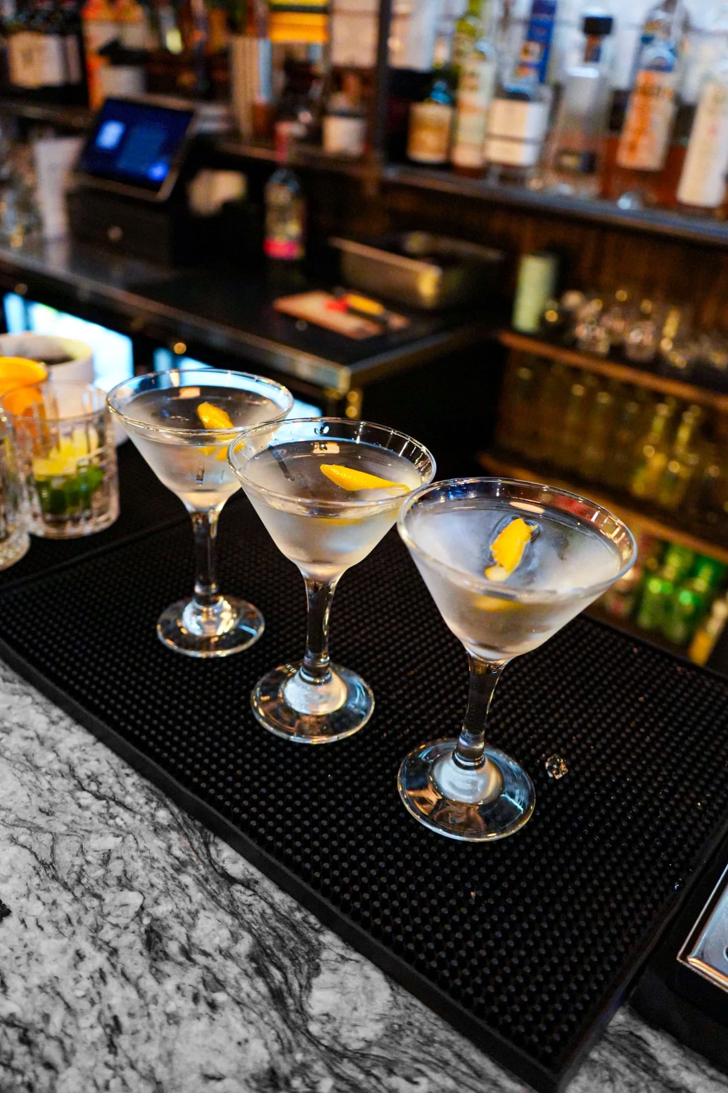 Martinis prepared for a birthday dinner at Siren