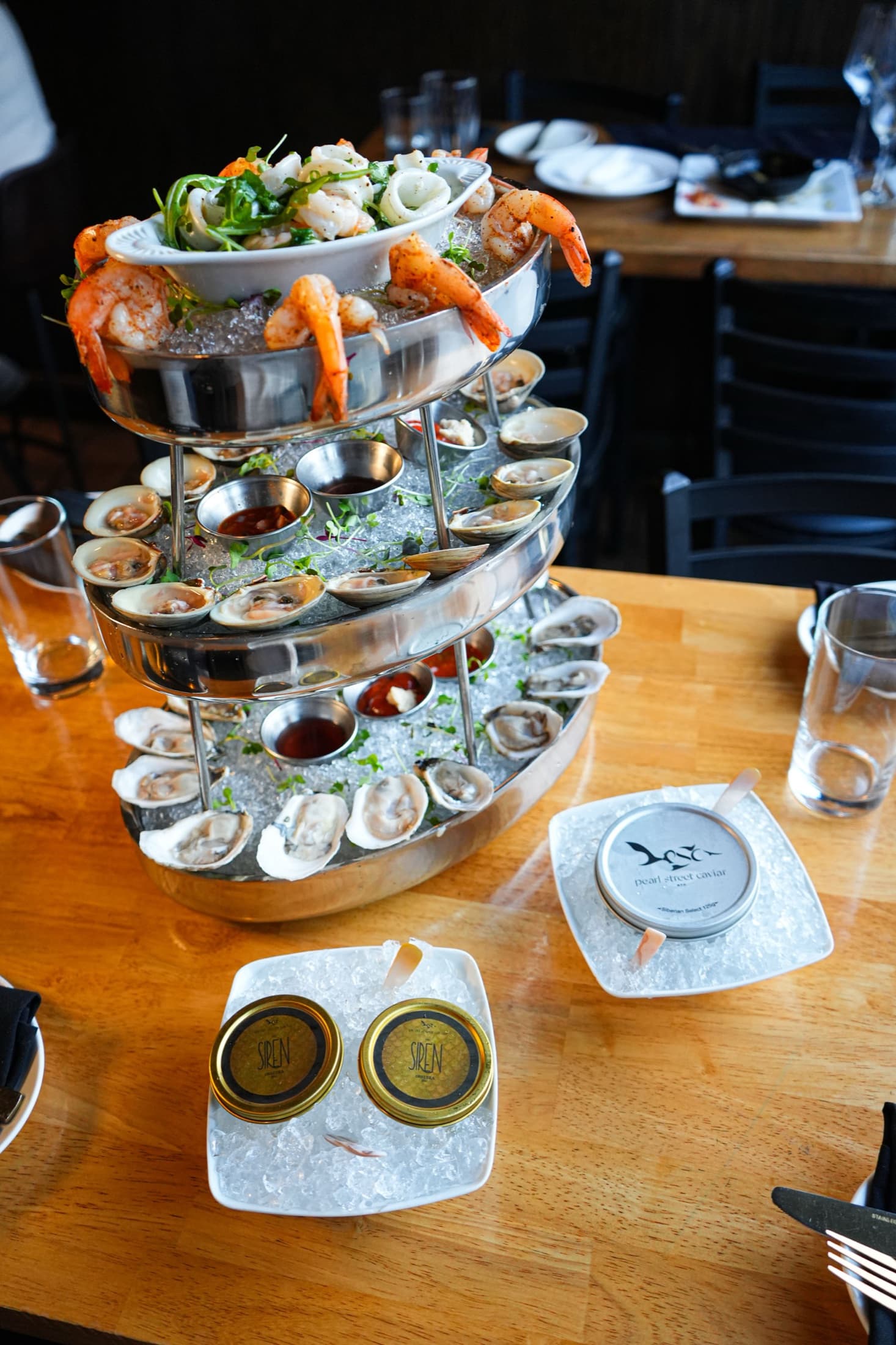 A seafood tower served at Siren